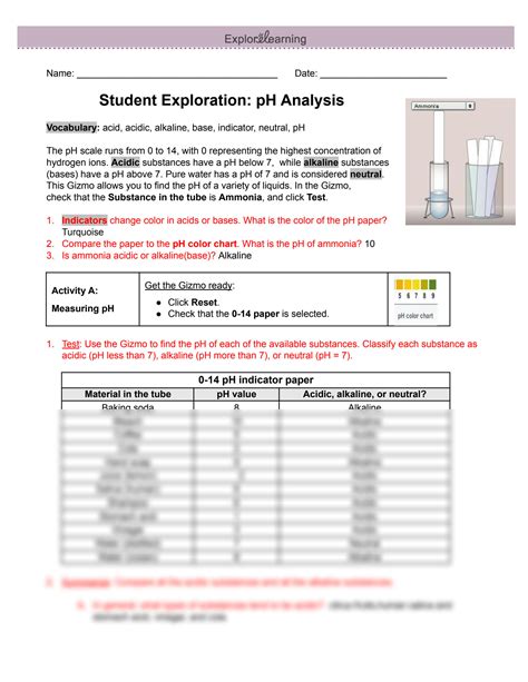 Download Student Exploration Ph Analysis Answers 