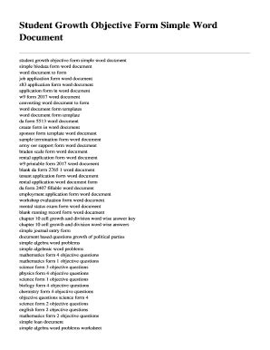 Read Online Student Growth Objective Form Simple Word Document 