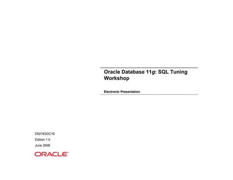 Read Student Guide For Oracle 11G Performance Tuning 