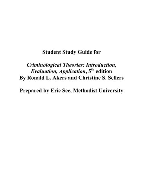 Download Student Study Guide For Criminological Theories Introduction 