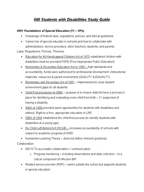 Students With Disabilities Study Guide