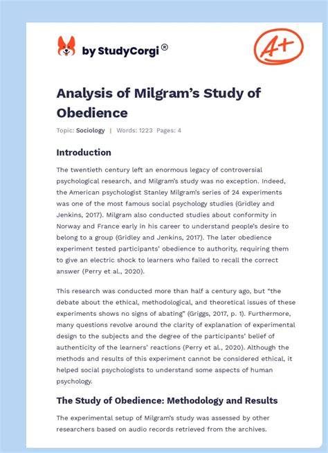 Study For Obedience Analysis