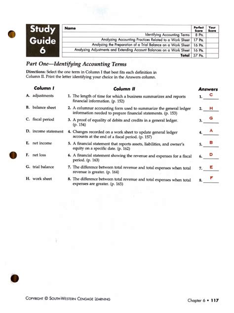 Study Guide 15 Identifying Accounting Terms Answers