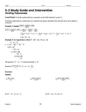 Study Guide And Intervention Dividing Polynomials Answers