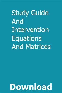 study guide and intervention equations and matrices