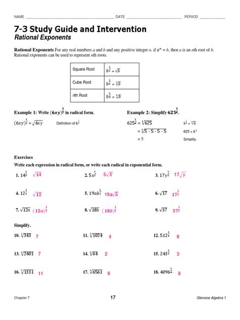 Study Guide And Intervention Rational Expressions Answers