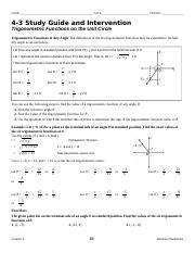 Study Guide And Intervention Trigonometric Identities Answers