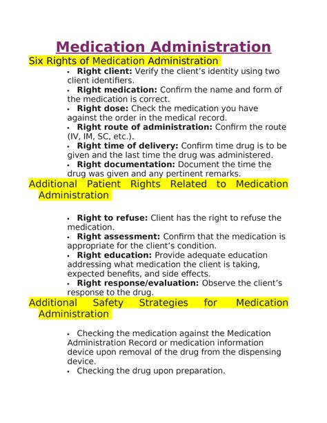 Study Guide Basic Medication Administration For Rn