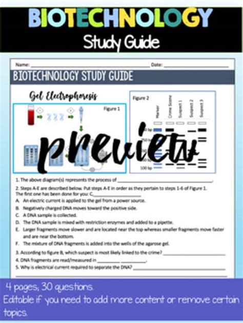 Study Guide Biotechnology 8th Grade
