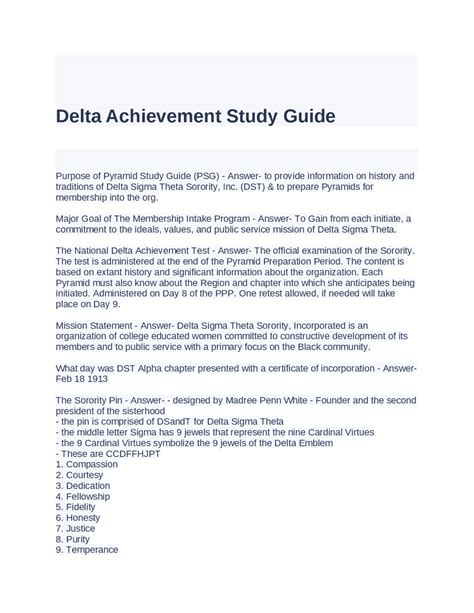 Study Guide For Delta Achievement Test