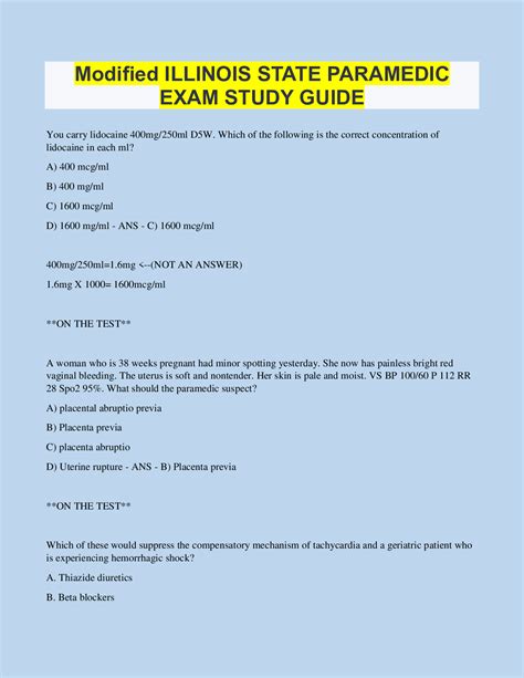 Study Guide For Illinois Paramedic Exam