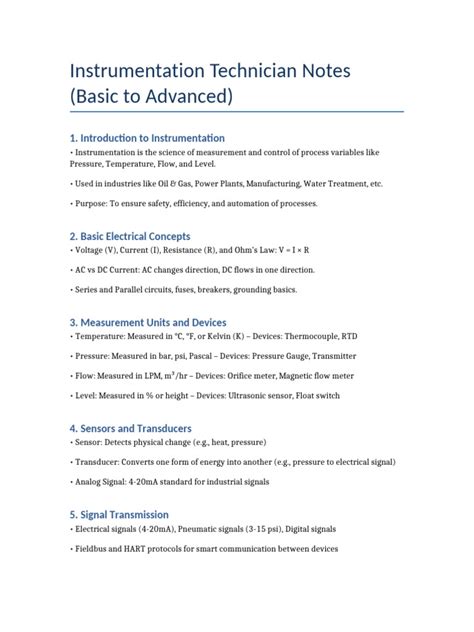 Study Guide For Instrumentation Technician