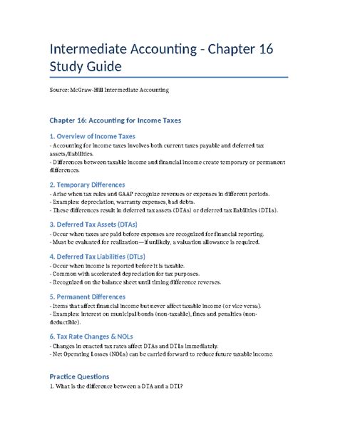 Study Guide For Intermediate Accounting 14e