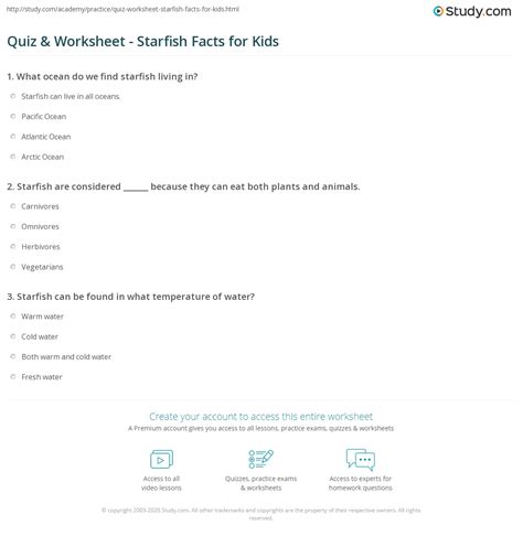 Study Guide For Starfish Quiz