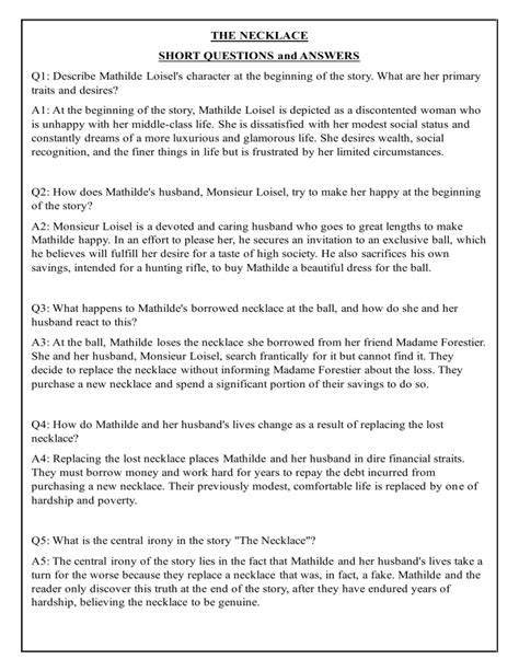 study guide for the necklace with answers