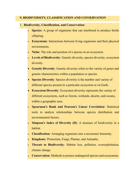 Study Guide Section 1 Biodiversity Answers Key
