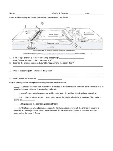 Study Guide The Seafloor Answer Key