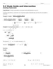 Full Download Study Guide And Intervention Dividing Polynomials Answers 