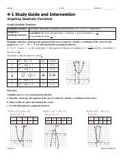 Read Study Guide And Intervention Graphing Quadratic Functions 