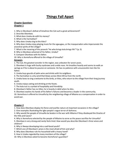 Read Study Guide Answers For Things Fall Apart 