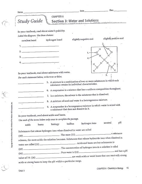 Full Download Study Guide Chapter 6 Section 3 Water And Solutions 