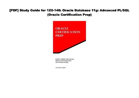 Read Study Guide For 1Z0 146 Oracle Database 11G Advanced Pl Sql Oracle Certification Prep 