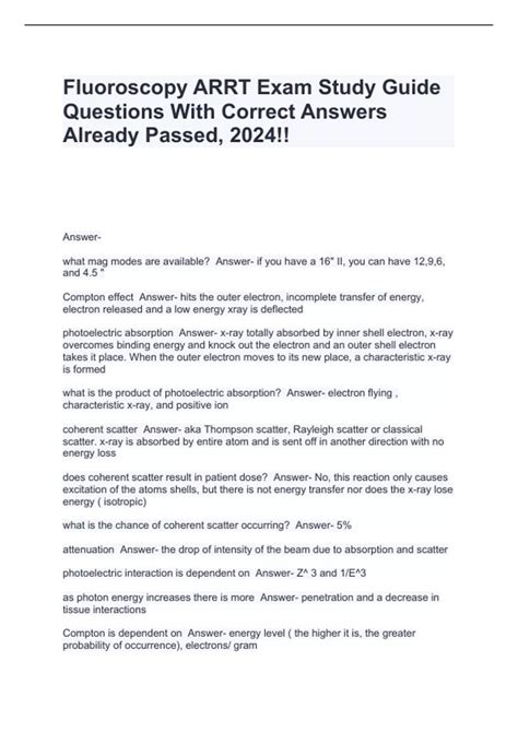 Download Study Guide For Arrt Fluoroscopy Exam 
