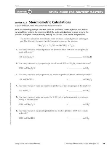 Read Online Study Guide For Content Mastery Section 12 2 Stoichiometric Calculations 