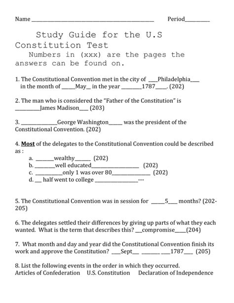 Download Study Guide For Eight Grade Constitution Test 