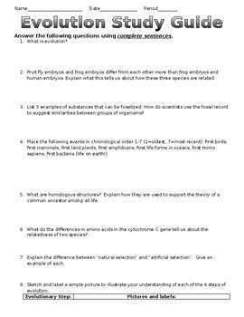 Read Online Study Guide For Evolution Unit Biology 