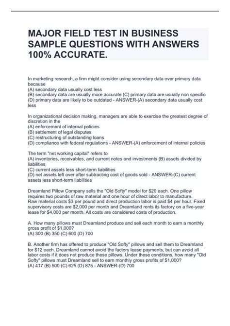 Read Online Study Guide For Major Field Test In Business Pdf 
