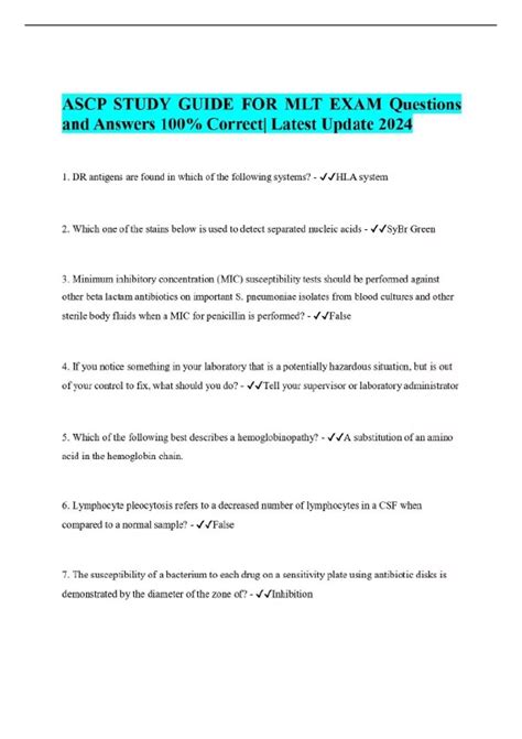 Full Download Study Guide For Mlt Exam 