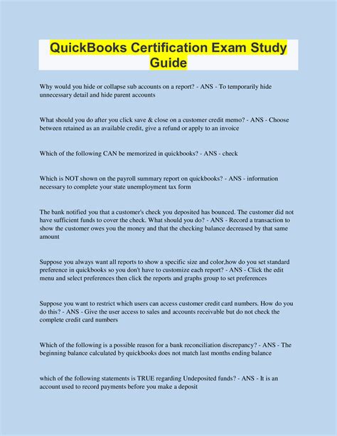 Download Study Guide For Quickbooks Certified 2011 