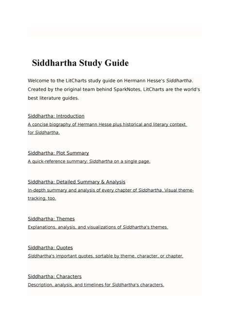 Read Online Study Guide For Siddhartha 