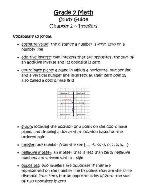 Read Study Guide Integers And Integer Operations 