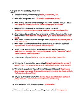 Read Online Study Guide Questions The Crucible 