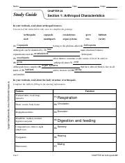 Read Online Study Guide Section 1 Arthropod Characteristics 