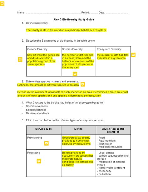 Full Download Study Guide Unit 2 Biodiversity Answers Key 