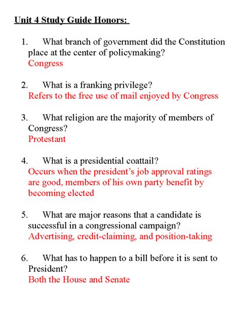 Download Study Guide Unit 4 Government Answer Key 