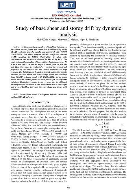 Full Download Study Of Base Shear And Storey Drift By Dynamic Analysis 