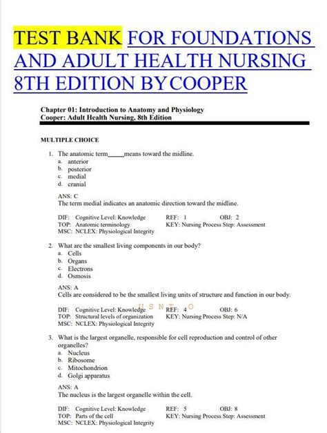 Download Studyguide Answer Key Foundations Of Nursing 