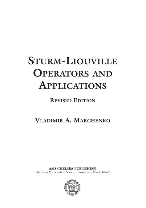 Full Download Sturm Liouville Operators And Applications Ams Chelsea Publishing 
