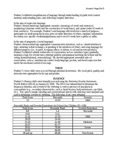 Stuttering Severity Instrument 4 Sample Report