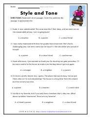 Style And Tone Worksheets English Worksheets Land Author S Tone Worksheet - Author's Tone Worksheet