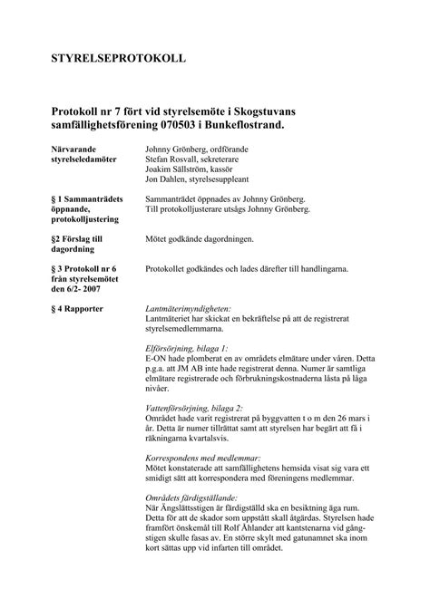 styrelseprotokoll aktiebolag
