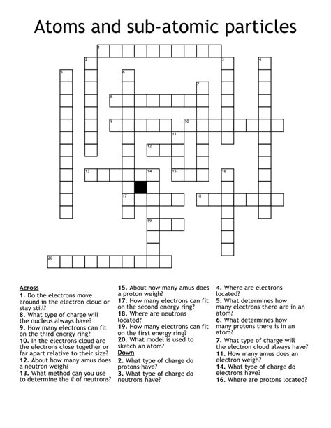 Subatomic Particle Crossword