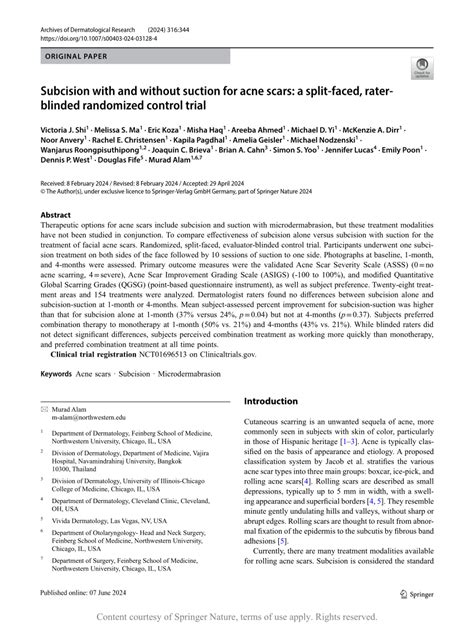 Full Download Subcision For Acne Scarring With And Without Suctioning A 