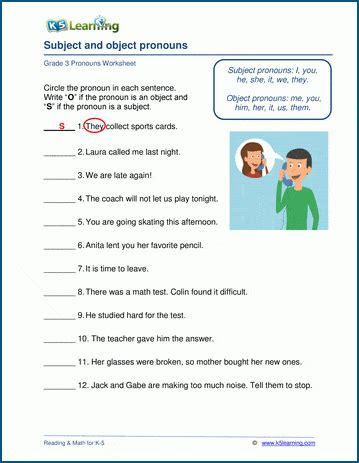 Subject And Object Pronoun Worksheets K5 Learning Subjective And Objective Pronouns Worksheet - Subjective And Objective Pronouns Worksheet