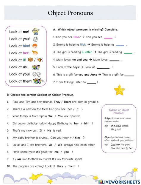 Subject And Object Pronouns Worksheet Easy Exercises To Subject Object Pronoun Worksheet - Subject Object Pronoun Worksheet
