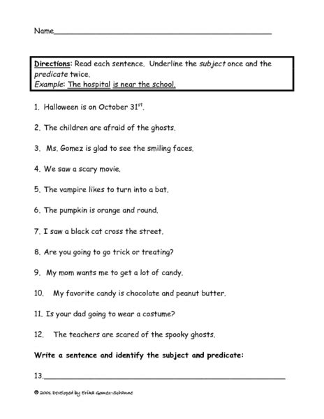 Subject And Predicate Worksheet 6th Grade   Free Subject Predicate Worksheets 6th Grade - Subject And Predicate Worksheet 6th Grade